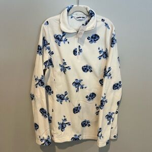 Lands' End Cream and Blue Floral Fleece